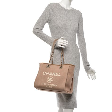 chanel canvas tote small